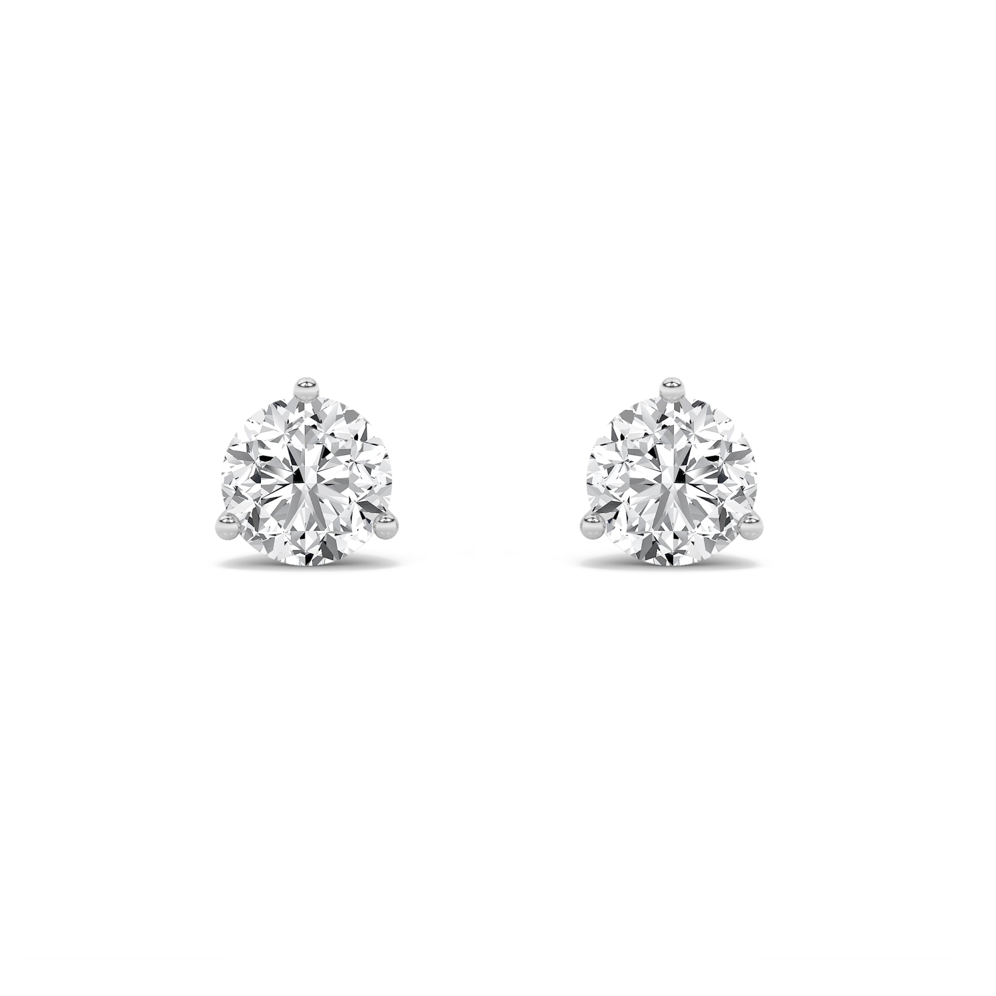 1CTW Round Shaped Lab Grown Diamond (F/VS) Three Prong Martini Stud Earrings in 14K Gold
