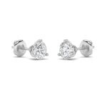 1CTW Round Shaped Lab Grown Diamond (F/VS) Three Prong Martini Stud Earrings in 14K Gold