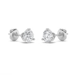 1CTW Round Shaped Lab Grown Diamond (F/VS) Three Prong Martini Stud Earrings in 14K Gold