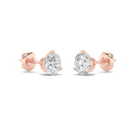 1CTW Round Shaped Lab Grown Diamond (F/VS) Three Prong Martini Stud Earrings in 14K Gold