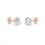 1CTW Round Shaped Lab Grown Diamond (F/VS) Three Prong Martini Stud Earrings in 14K Gold