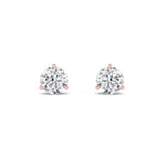 1CTW Round Shaped Lab Grown Diamond (F/VS) Three Prong Martini Stud Earrings in 14K Gold