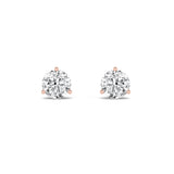 1CTW Round Shaped Lab Grown Diamond (F/VS) Three Prong Martini Stud Earrings in 14K Gold