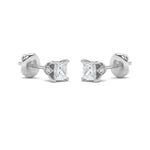 1CTW Princess Shaped Lab Grown Diamond (F/VS) Tulip Head Stud Earrings in 14K Gold