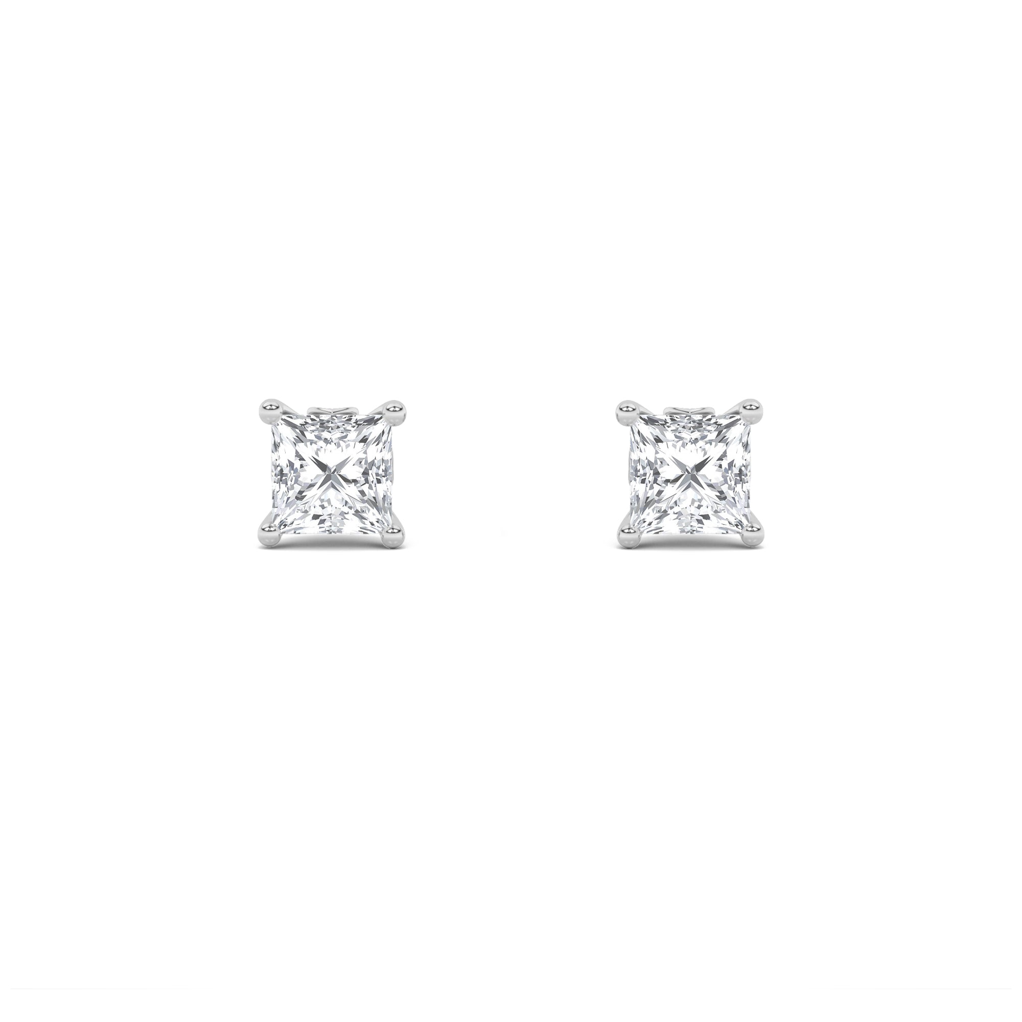 2CTW Princess Shaped Lab Grown Diamond (F/VS) Tulip Head Stud Earrings in 14K Gold