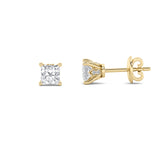 2CTW Princess Shaped Lab Grown Diamond (F/VS) Tulip Head Stud Earrings in 14K Gold