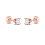 2CTW Princess Shaped Lab Grown Diamond (F/VS) Tulip Head Stud Earrings in 14K Gold