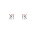 2CTW Princess Shaped Lab Grown Diamond (F/VS) Tulip Head Stud Earrings in 14K Gold