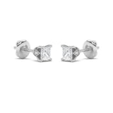 3CTW Princess Shaped Lab Grown Diamond (F/VS) Tulip Head Stud Earrings in 14K Gold