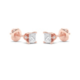 3CTW Princess Shaped Lab Grown Diamond (F/VS) Tulip Head Stud Earrings in 14K Gold