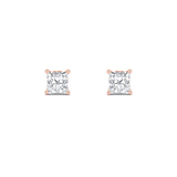 3CTW Princess Shaped Lab Grown Diamond (F/VS) Tulip Head Stud Earrings in 14K Gold