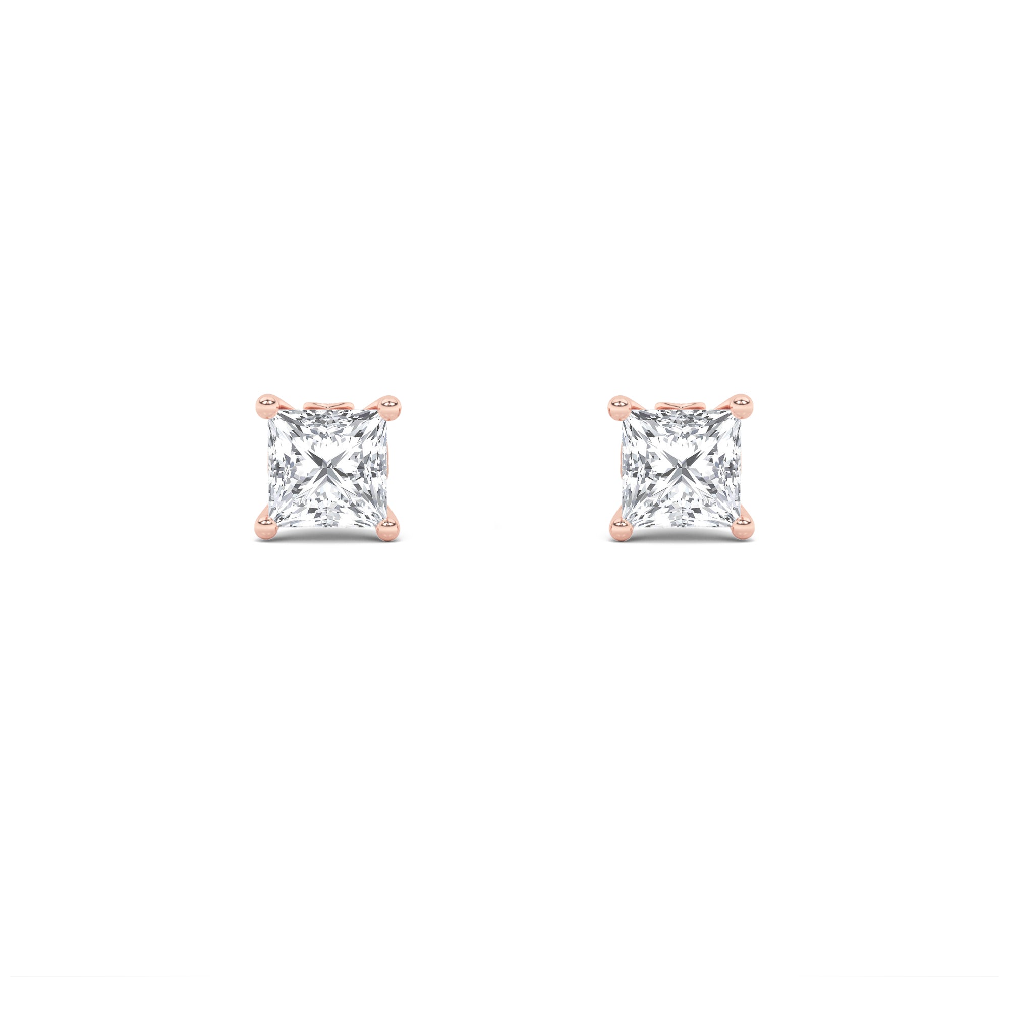 3CTW Princess Shaped Lab Grown Diamond (F/VS) Tulip Head Stud Earrings in 14K Gold