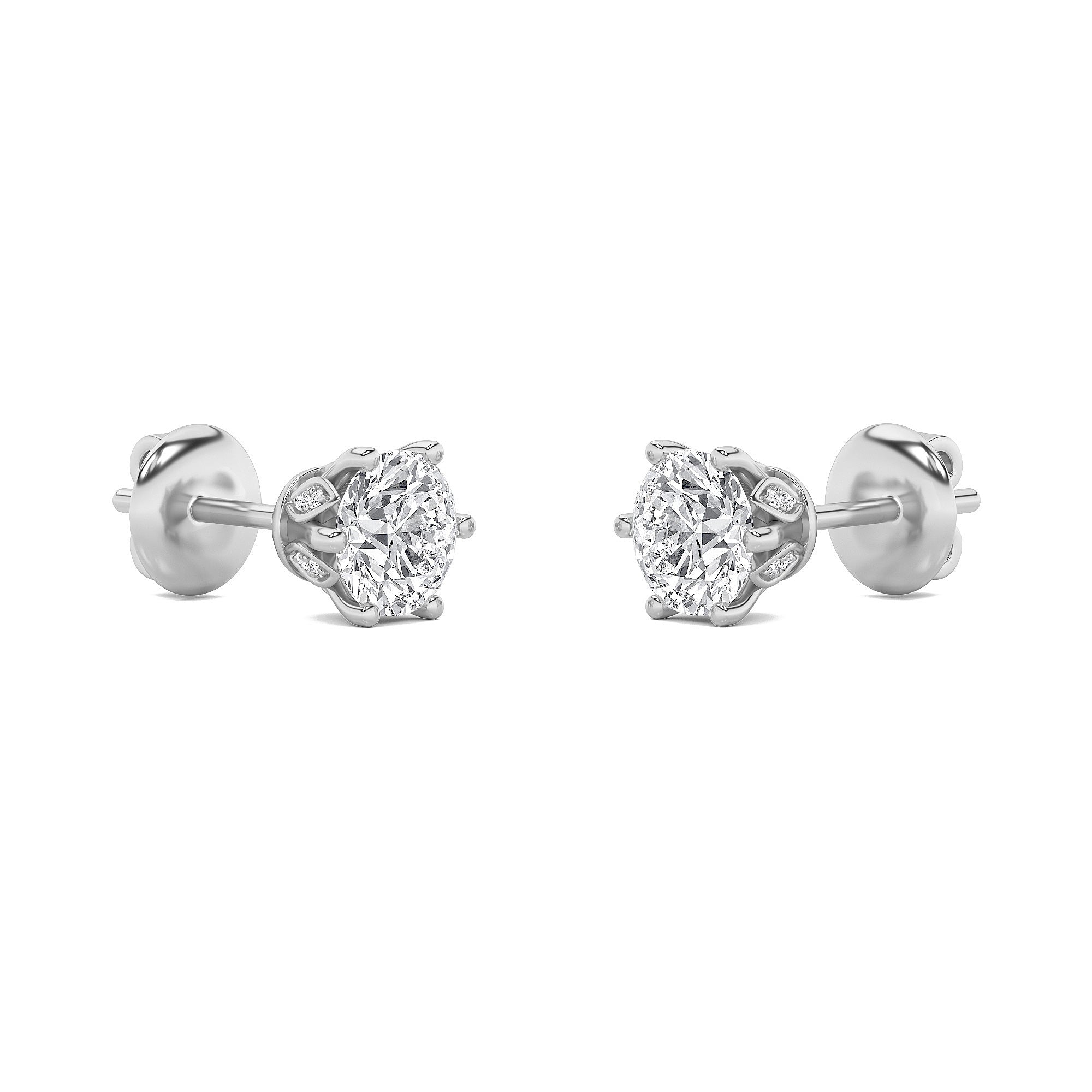 2CTW Round Shaped Lab Grown Diamond (F/VS) Tulip Head Stud Earrings in 14K Gold