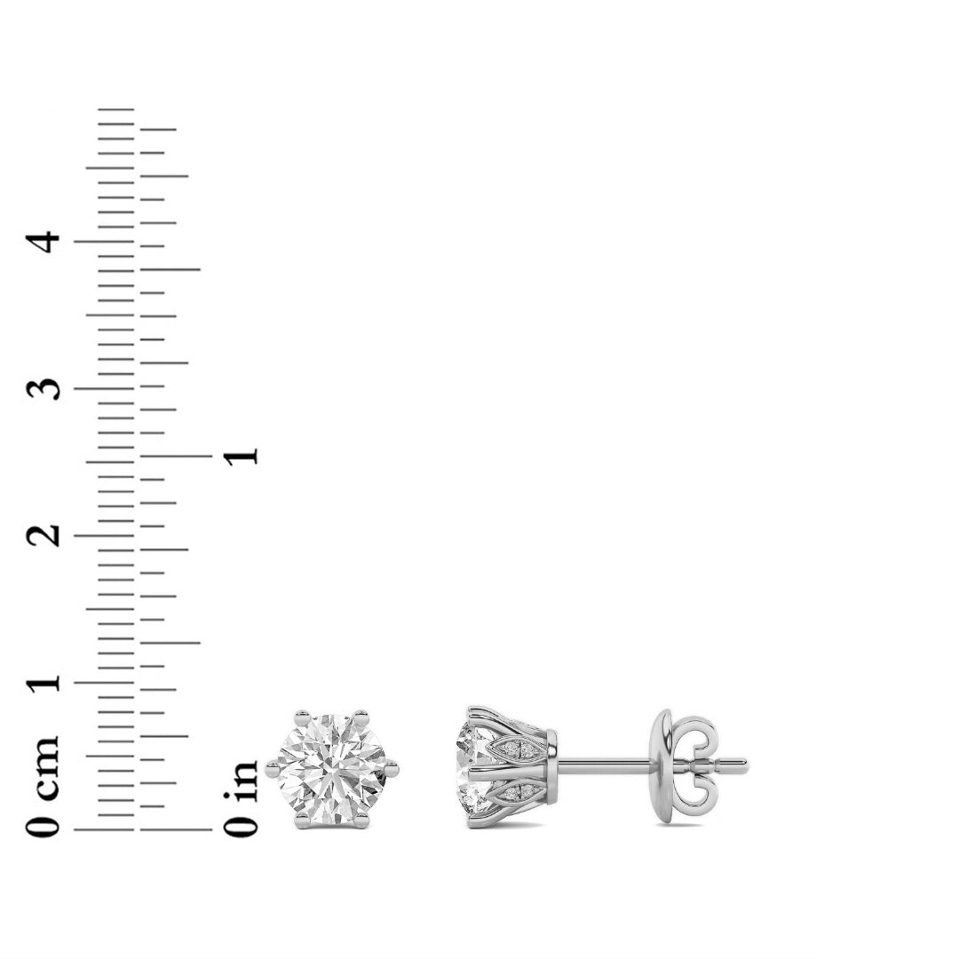 2CTW Round Shaped Lab Grown Diamond (F/VS) Tulip Head Stud Earrings in 14K Gold