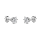 3CTW Round Shaped Lab Grown Diamond (F/VS) Tulip Head Stud Earrings in 14K Gold