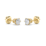 3CTW Round Shaped Lab Grown Diamond (F/VS) Tulip Head Stud Earrings in 14K Gold