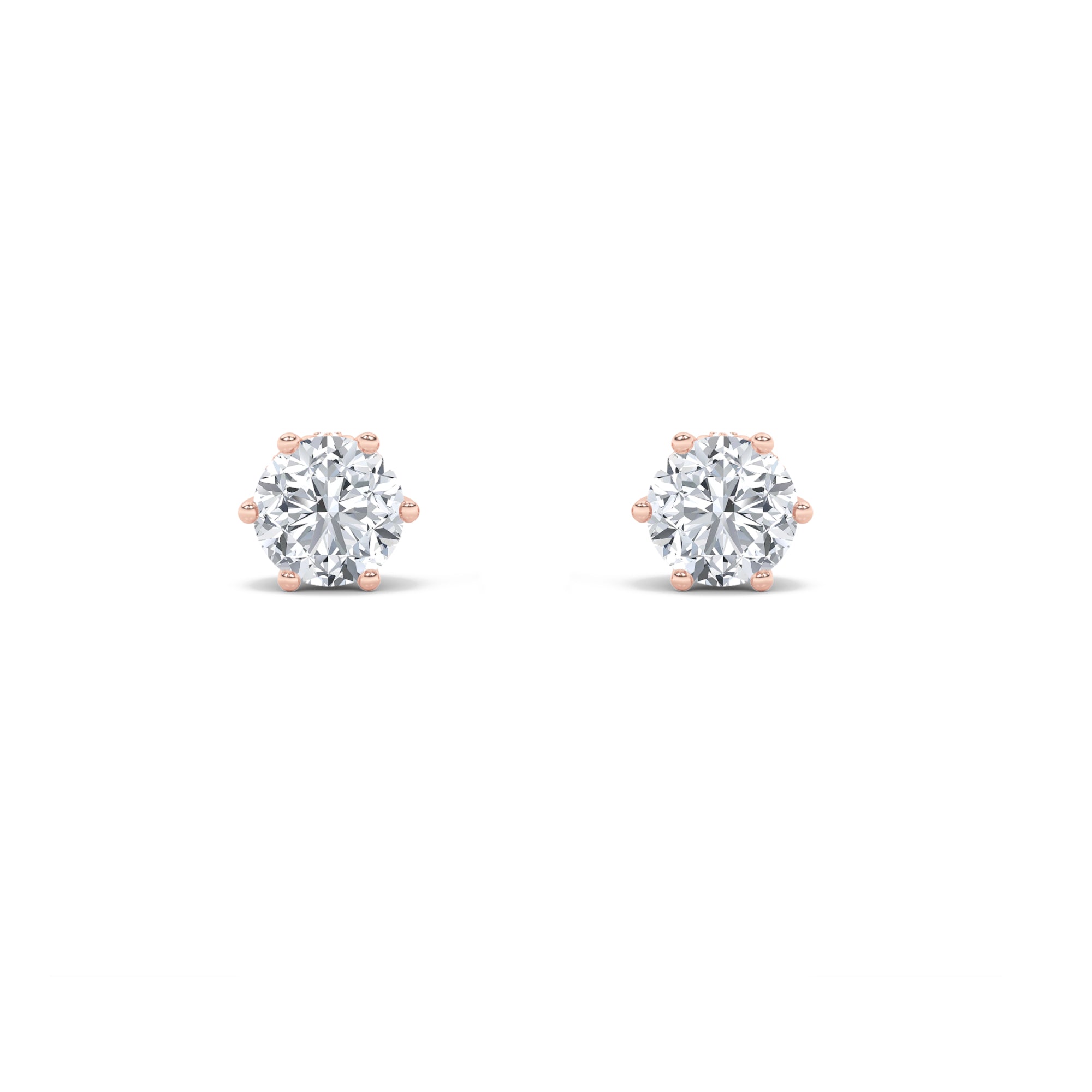 3CTW Round Shaped Lab Grown Diamond (F/VS) Tulip Head Stud Earrings in 14K Gold