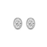 2CTW Oval Shaped Lab Grown Diamond (F/VS) Halo Stud Earrings in 14K Gold