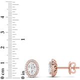 3CTW Oval Shaped Lab Grown Diamond (F/VS) Halo Stud Earrings in 14K Gold