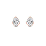 3CTW Pear Shaped Lab Grown Diamond (F/VS) Halo Stud Earrings in 14K Gold