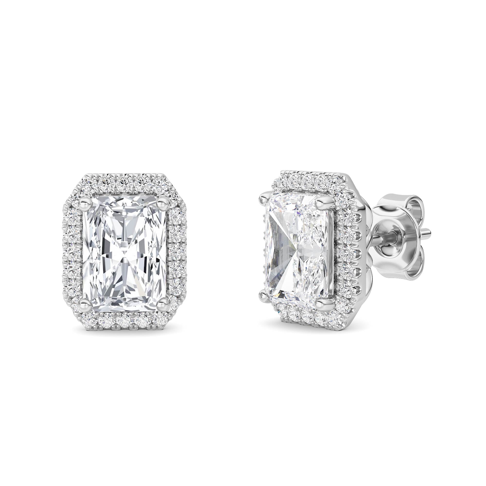 2CTW Radiant Shaped Lab Grown Diamond (F/VS) Earrings in 14K Gold