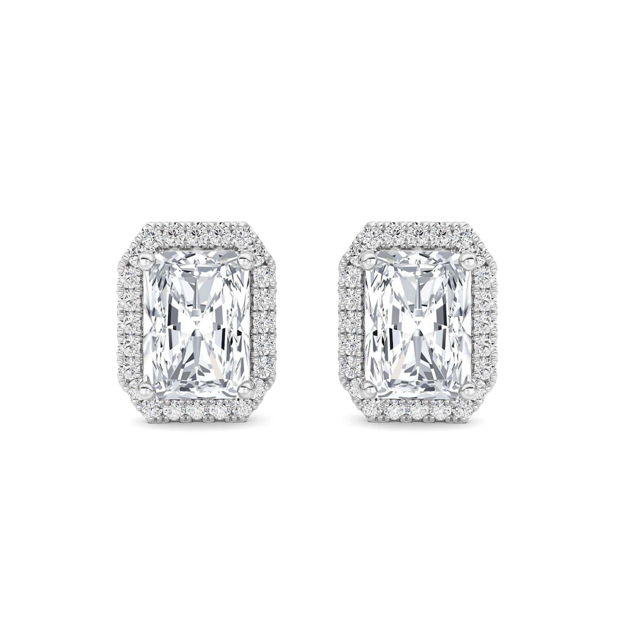 2CTW Radiant Shaped Lab Grown Diamond (F/VS) Earrings in 14K Gold