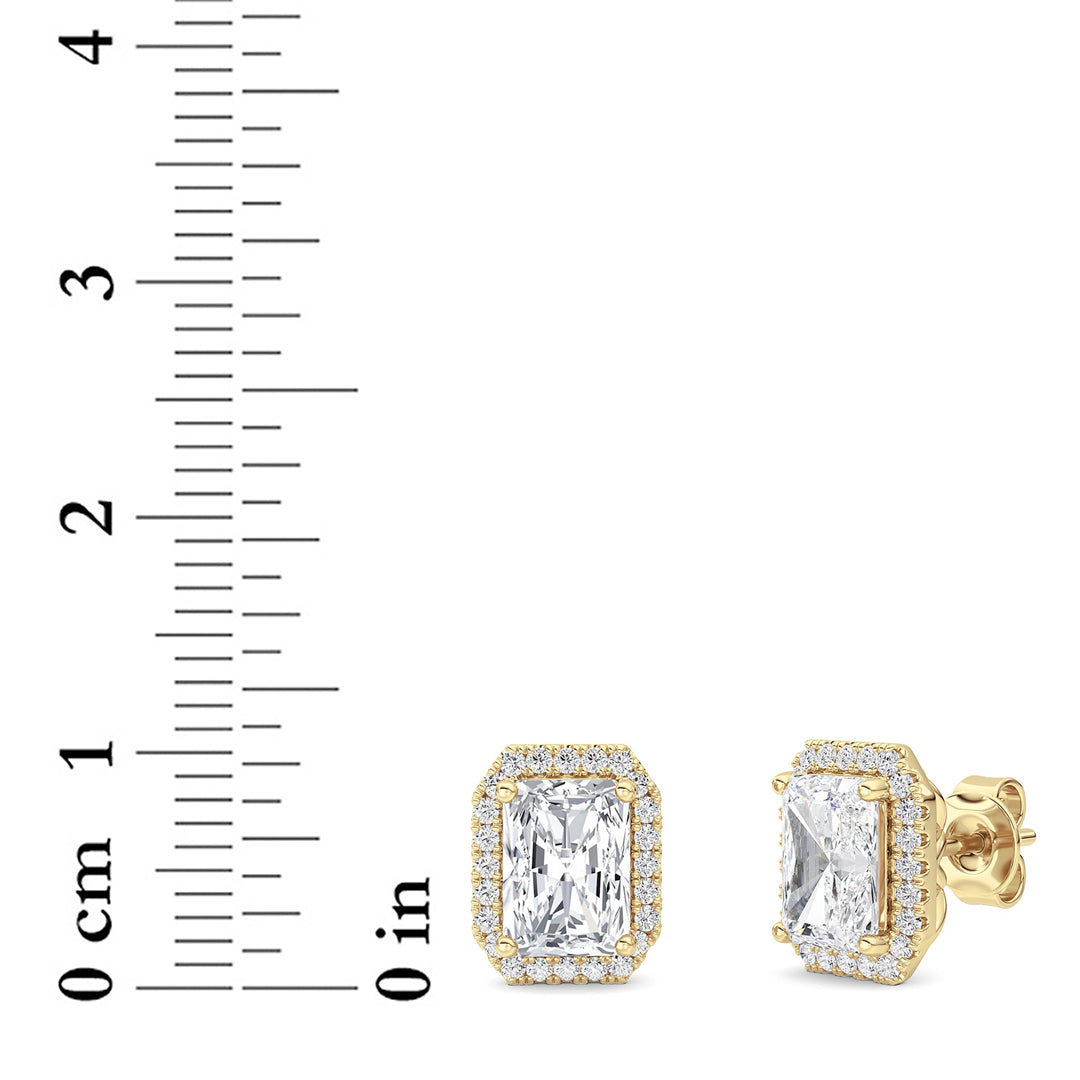 2CTW Radiant Shaped Lab Grown Diamond (F/VS) Earrings in 14K Gold