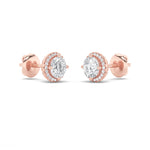 1CTW Round Shaped Lab Grown Diamond (F/VS) Halo Stud Earrings in 14K Gold