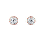1CTW Round Shaped Lab Grown Diamond (F/VS) Halo Stud Earrings in 14K Gold