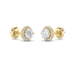 1.5CTW Round Shaped Lab Grown Diamond (F/VS) Halo Stud Earrings in 14K Gold