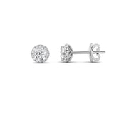 2CTW Round Shaped Lab Grown Diamond (F/VS) Halo Stud Earrings in 14K Gold