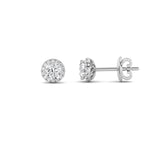 3CTW Round Shaped Lab Grown Diamond (F/VS) Halo Stud Earrings in 14K Gold