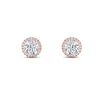 3CTW Round Shaped Lab Grown Diamond (F/VS) Halo Stud Earrings in 14K Gold