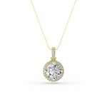 1.5CTW Round Shaped Lab Grown Diamond (F/VS) Halo Pendant in 14K Gold