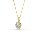 1.5CTW Round Shaped Lab Grown Diamond (F/VS) Halo Pendant in 14K Gold