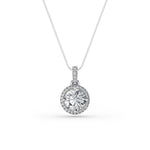 2CTW Round Shaped Lab Grown Diamond (F/VS) Halo Pendant in 14K Gold