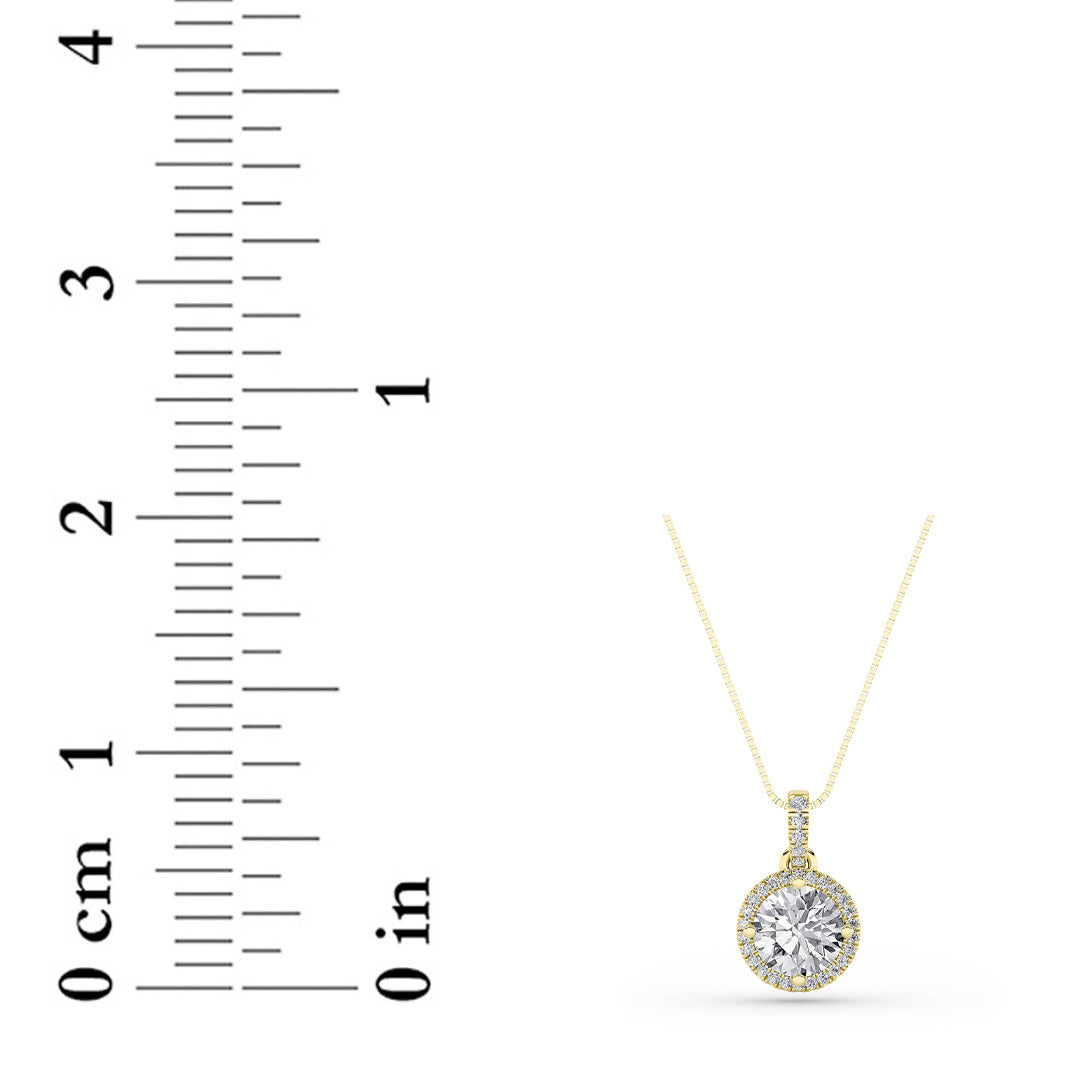 2CTW Round Shaped Lab Grown Diamond (F/VS) Halo Pendant in 14K Gold