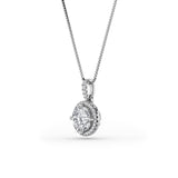 3CTW Round Shaped Lab Grown Diamond (F/VS) Halo Pendant in 14K Gold