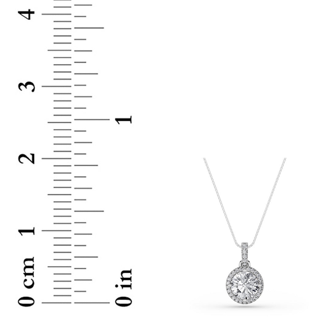 3CTW Round Shaped Lab Grown Diamond (F/VS) Halo Pendant in 14K Gold
