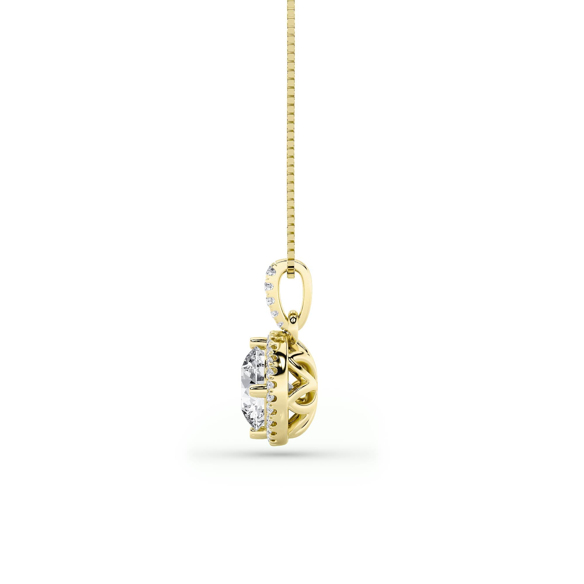3CTW Round Shaped Lab Grown Diamond (F/VS) Halo Pendant in 14K Gold