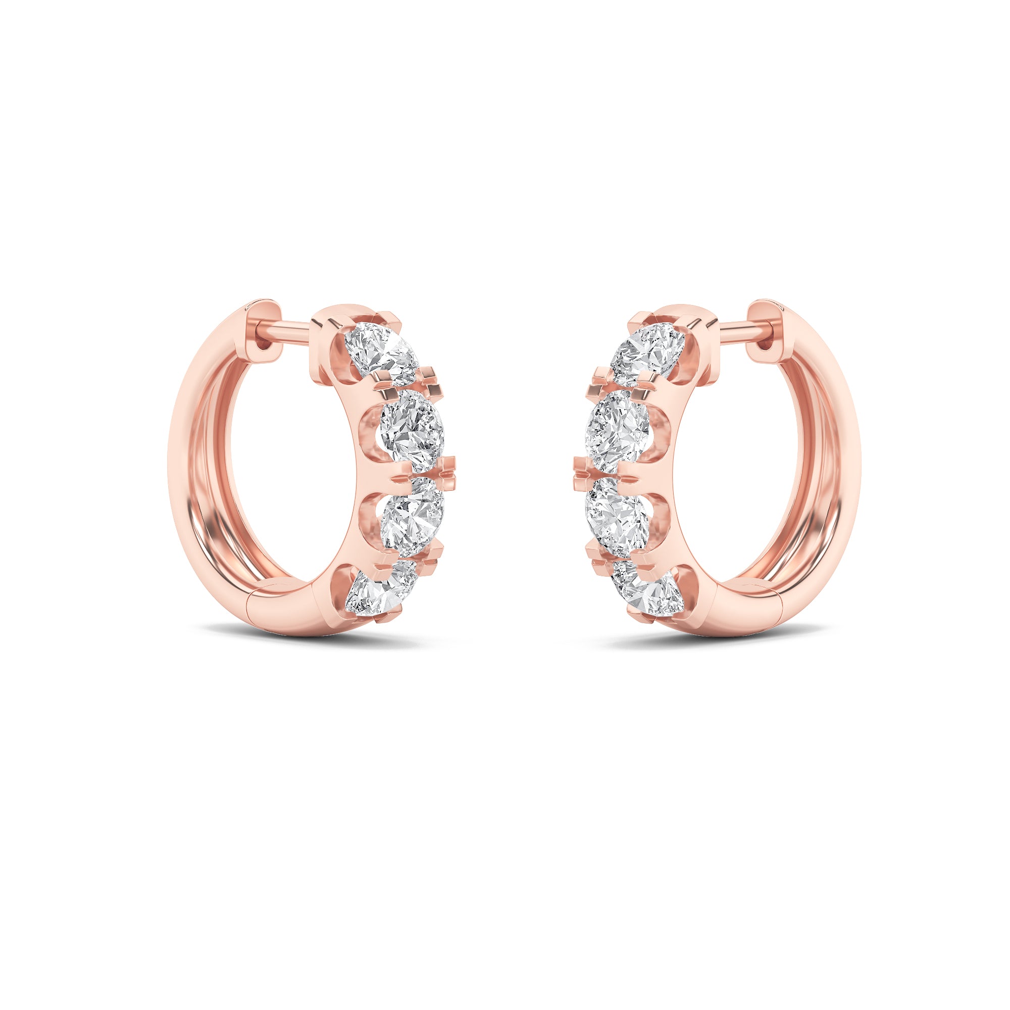 3CTW Round Shaped Lab Grown Diamond (F/VS) Hoop Earrings in 14K Gold
