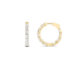 4CTW Emerald Shaped Lab Grown Diamond (G/VS) Inside Out Hoop Earrings in 14K Gold