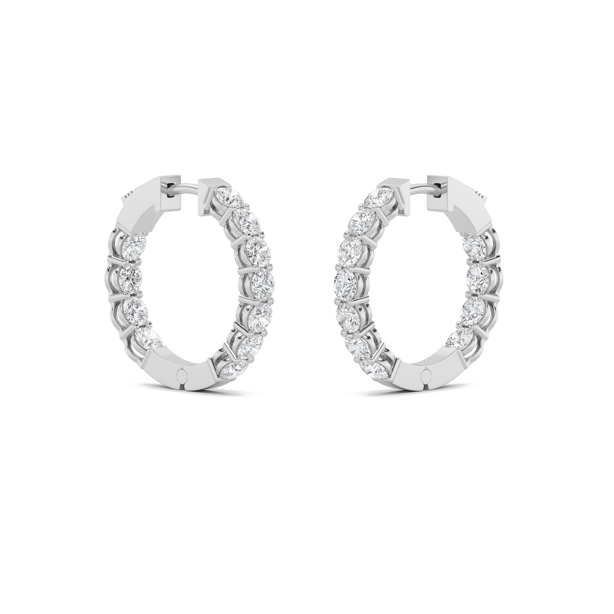4CTW Round Shaped Lab Grown Diamond (F/VS) Inside Out Hoop Earrings in 14K Gold