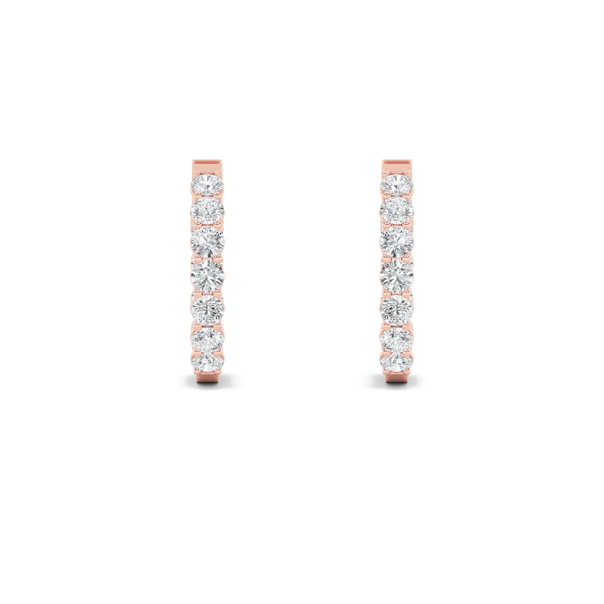 4CTW Round Shaped Lab Grown Diamond (F/VS) Inside Out Hoop Earrings in 14K Gold