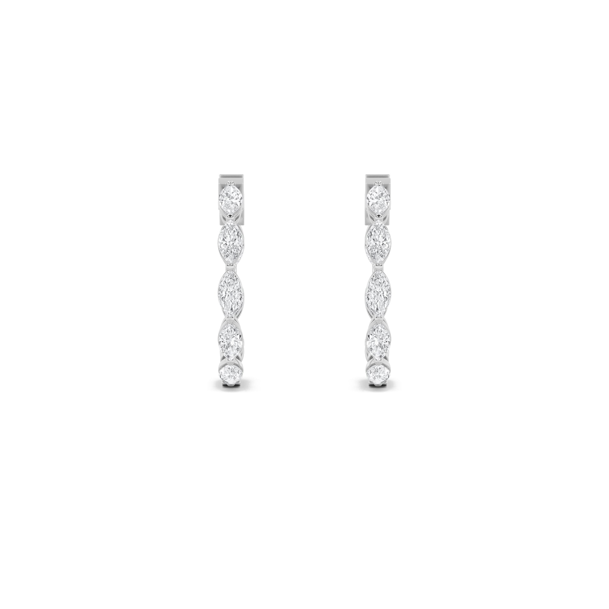 4CTW Marquise Shaped Lab Grown Diamond (F/VVS) Inside Out Hoop Earrings in 14K Gold