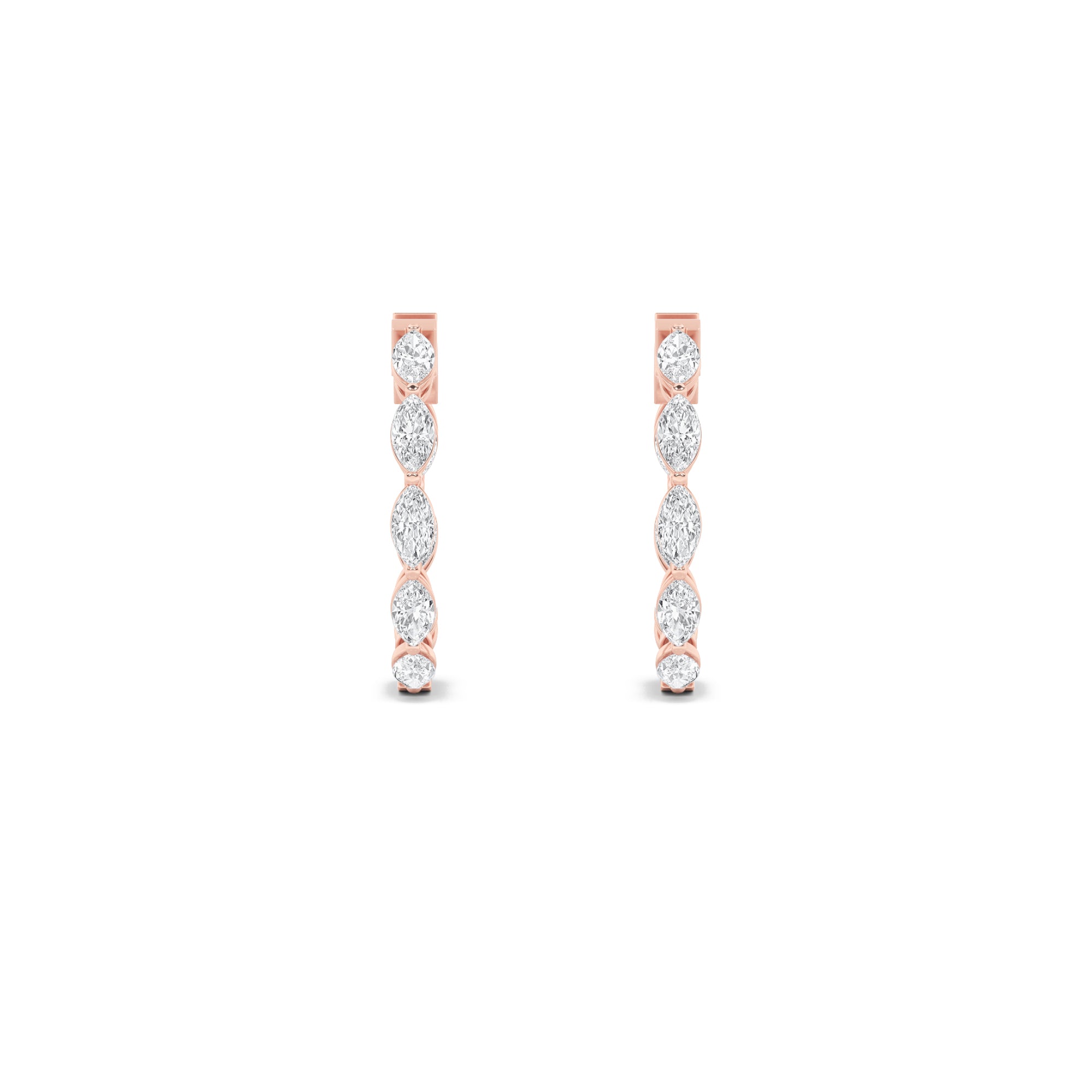 4CTW Marquise Shaped Lab Grown Diamond (F/VS) Inside Out Hoop Earrings in 14K Gold