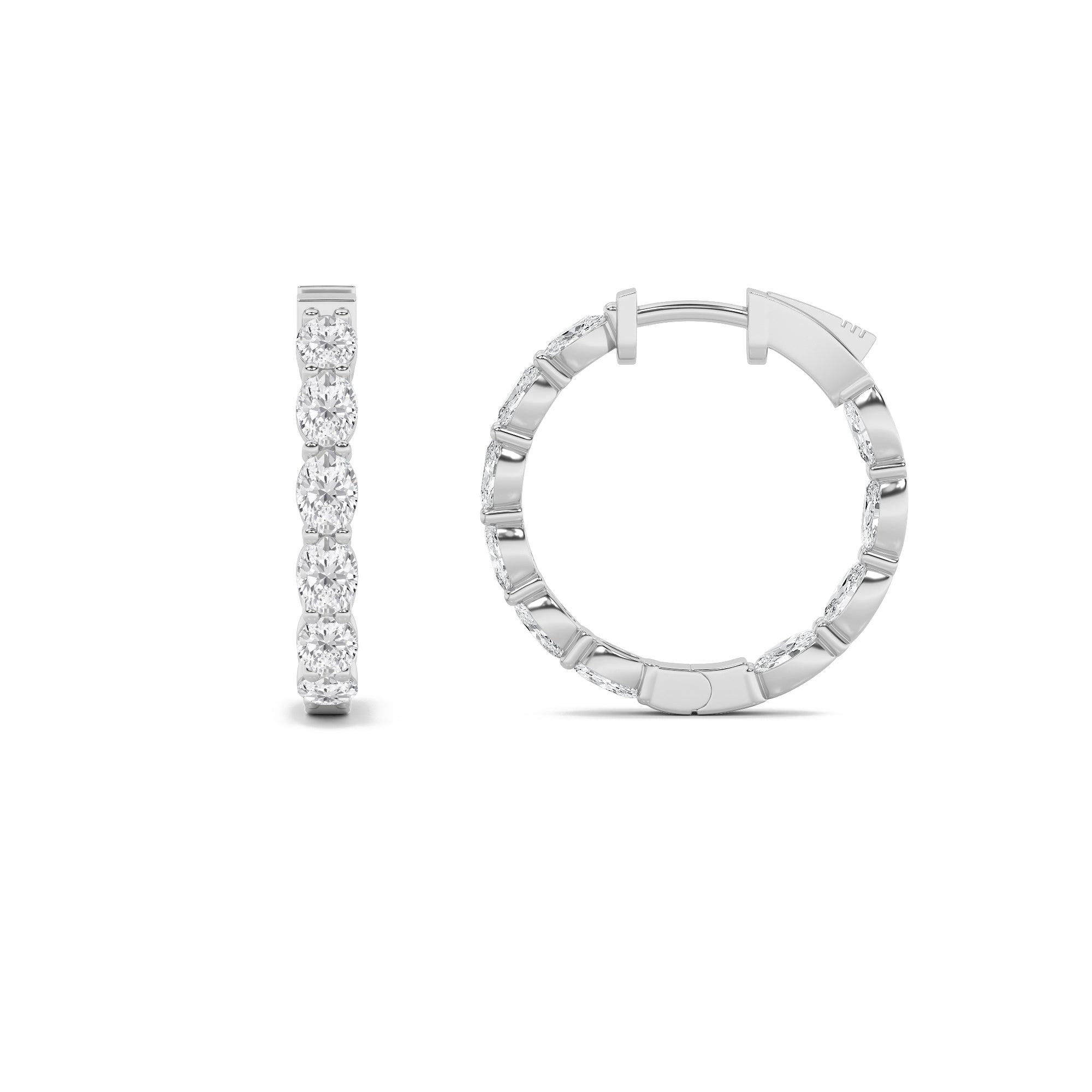 4CTW Oval Shaped Lab Grown Diamond (F/VS) Earring in 14K White Gold
