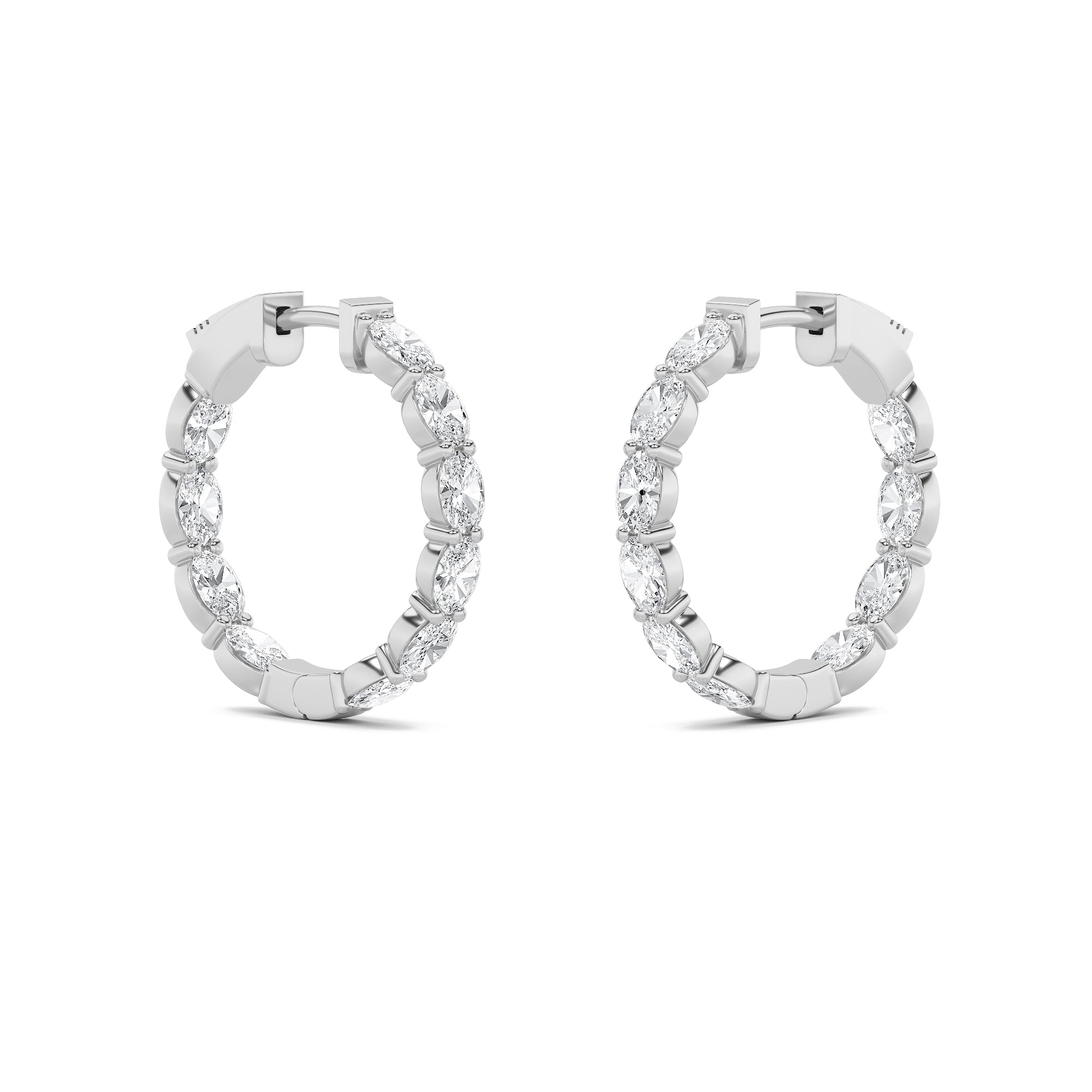4CTW Oval Shaped Lab Grown Diamond (F/VS) Earring in 14K White Gold