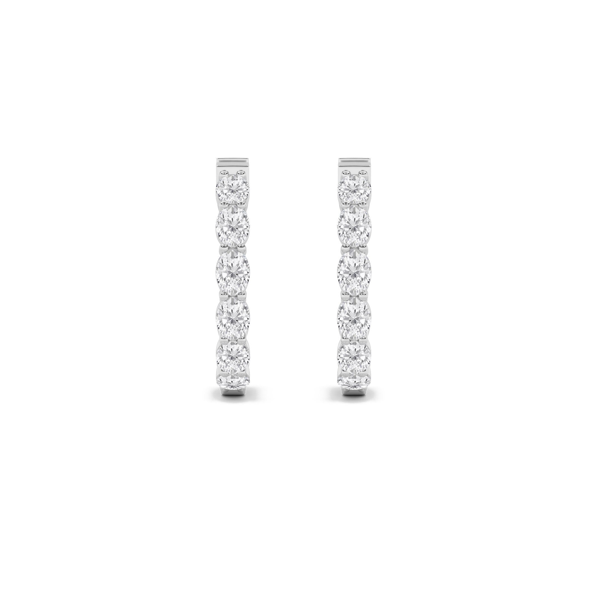 4CTW Oval Shaped Lab Grown Diamond (F/VS) Earring in 14K White Gold
