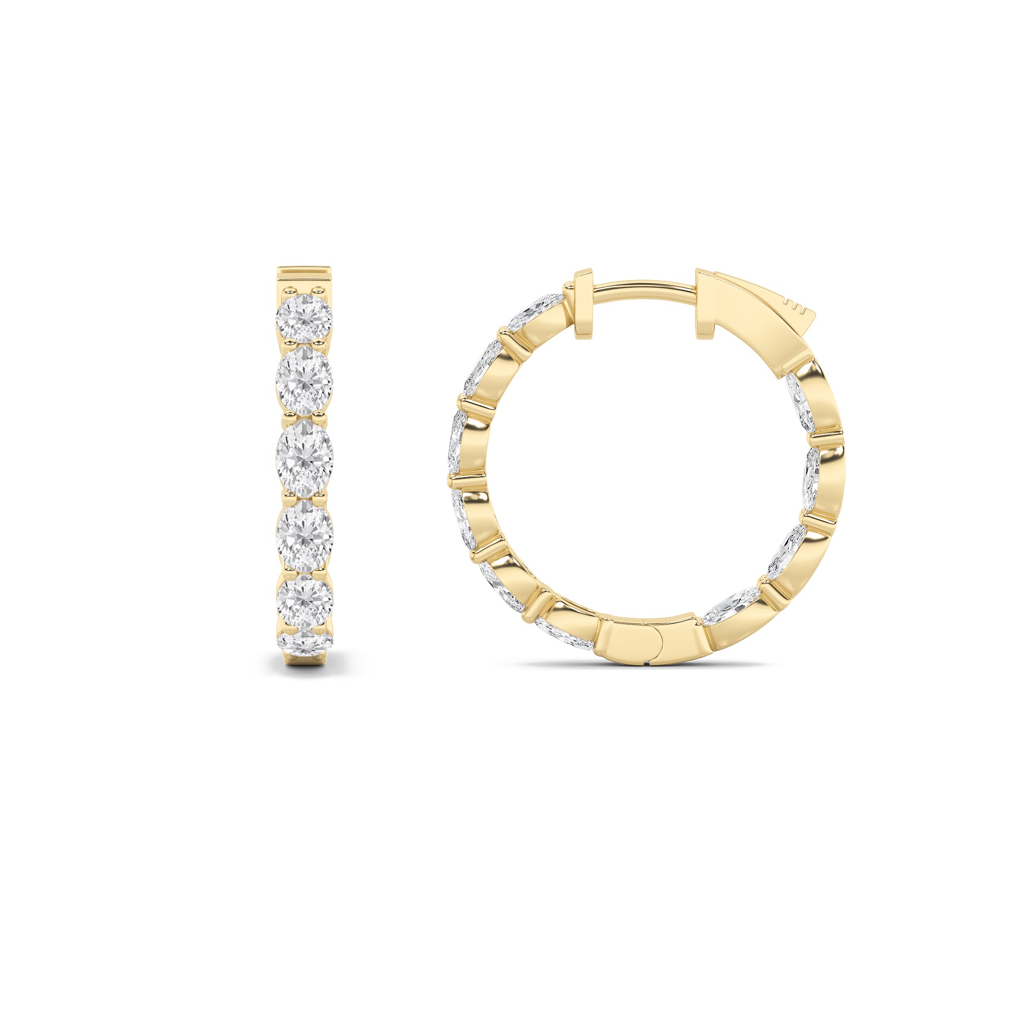 4CTW Oval Shaped Lab Grown Diamond (F/VS) Earring in 14K Yellow Gold